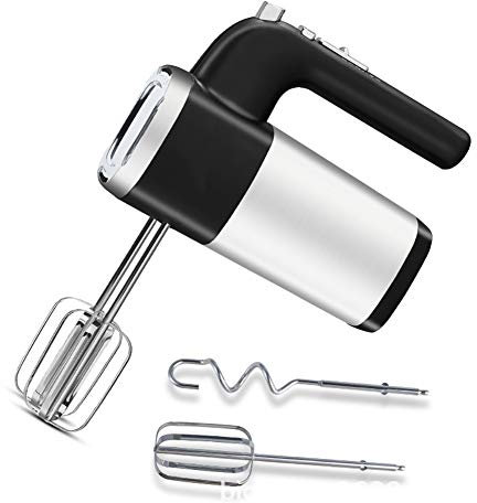 LTLCLZ 5 Vitesses Électrique Egg Beaters Batteur À Main avec Crochets Pétrisseurs Batteur À Main Polyvalent Puissant Batteur en Acier Inoxydable Puissance De 500W