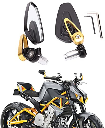 DREAMIZER Universel Rétroviseurs Moto, Latéraux Miroirs en Aluminium Extrémité Arrière De Guidon 7/8 22 mm pour scooter Cruiser Vélo de sport Chopper