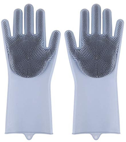 sandbank Silicone Dishwashing Gloves with Scrubber, Reusable Magic Cleaning Gloves for Wash Dish, Kitchen, Bathroom