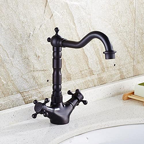 Bidet-Armaturen Becken Wasserhahn Deck Montiert Warm- Und Kaltmischer Doppelgriff Schwenkauslauf Becken Schwarz Mixer