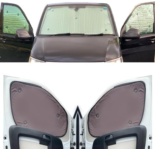 Tendine Parasole Auto Compatibile con Citroen Berlingo (2008-2018)(Set Completo + Portellone Posteriore + Finestre Da Tetto) Dorso Marrone,Reversibile e Termico