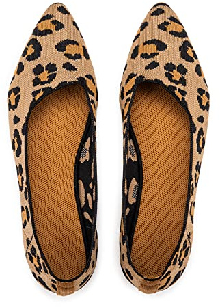Frank Mully Ballerine a Punta lavorate a Maglia da Donna - Comode Ballerine Slip-on - Scarpe Classiche morbide, Giallo, 36 EU