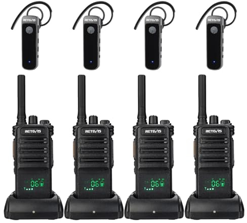 Retevis RB89 2 Way Radio Long Range,Heavy Duty Walkie Talkie Wireless,High Power,700,000 sq.ft/50 Floor,with Earpiece,GMRS, 2600mAh,Professional Two Way Radios for Construction,Hotels,Business(4Pack)