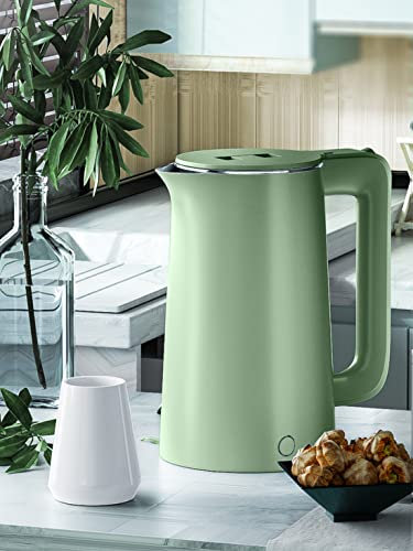 Hokcus Quiet Boil Bouilloire électrique pour thé, café, lait de bébé et rapide, 1500 W, 2,3 l/blanc/vert