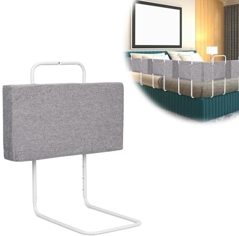 Tubiaz Bettgitter rausfallschutz Bett 50cm 5-Loch Höhenverstellbar Bettschutzgitter für Kinder Bett Rausfallschutz Kinder, Kinderbettgitter Familienbett für Kinderbett (50cm,Leinen Grau)