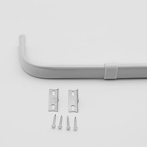 Yafa Home Fashion Heavy Duty Single Standard Adjustable Curtain Rod Hardware Included, Projection distance from the wall 2.5 inches(White, 26-48)