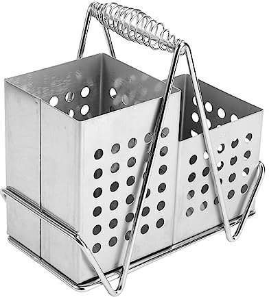 PRETYZOOM Edelstahl Essstäbchenhalter Mit Abflusslöchern Multifunktionaler Besteckorganizer Für Küche Restaurant Und Camping Platzsparend Rostfrei Und Langlebig Silberfarben Edelstahl