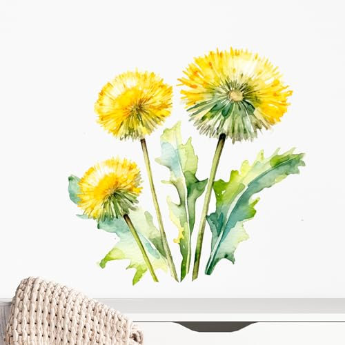 GRAZDesign Blume Wandtattoo Pusteblume - Löwenzahn gelb Wandaufkleber Wohnzimmer Schlafzimmer Flur - Aufkleber selbstklebend - 30x30cm