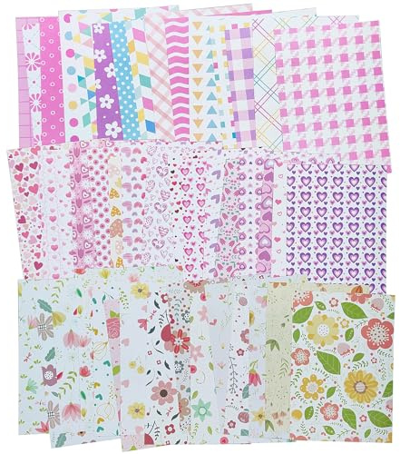 LAPLBEKE 90 Blätter Scrapbooking Papier, 14x20cm Bunte Deko Bastelpapier Dekopapier Designpapier für DIY Kartenherstellung Journaling Papier Zubehör (Blumen)