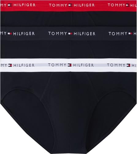 Tommy Hilfiger Uomo Slip Hipster Confezione da 3 con Fascia con Logo, Multicolore (des Sky/Primary Red/White), M