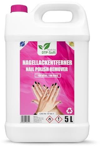 DTP-SOFT 5 litri, solvente per unghie di alta qualità, veloce ed efficiente, 5000 ml, rimuove lo smalto in pochi secondi, adatto a tutti i tipi di smalto, anche gel e glitter, senza profumo