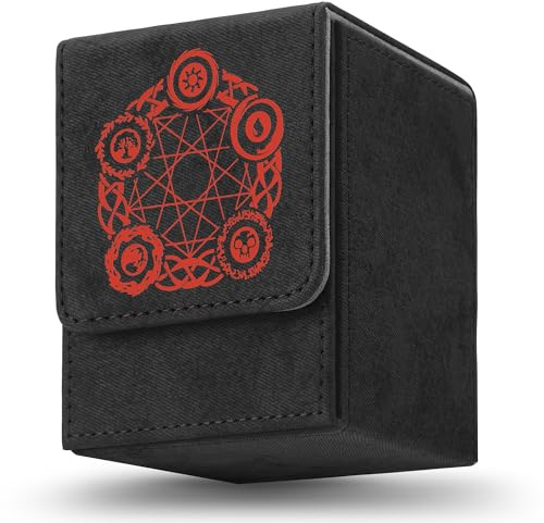 Deoyibu Deck Box 100 pour cartes MTG, pour le Magic Commander TCG, PU et design magnétique, compatible avec les jeux de cartes à collectionner, Yugioh, etc. Noir