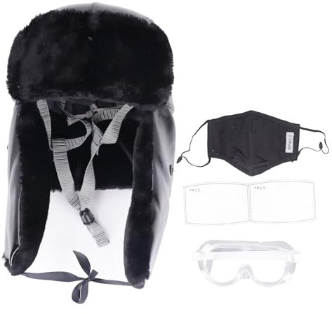 Elmetto di sicurezza Peluche Casco per motosega forestale Antivento ABS Tessuto PU Elmetto protettivo Copricapo in peluche con occhiali Copriviso per costruzione e arrampicata