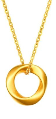 AMDXD Echte Goldschmuck Halskette 24 Karat Gold Au999, Mobius Kreis Anhänger Kette, 24K Gold Damenkette