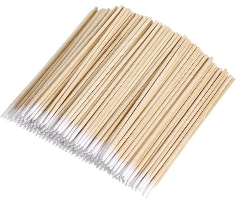 400 tamponi di cotone a punta in legno applicatori piccoli tamponi di cotone per tatuaggi, sopracciglia, bellezza, trucco, unghie