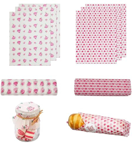 100 Blätter Deli Papierblätter,Brotpapier Burger Papier Fettdichte Beutel Umweltfreundliches Backpapier Wasserdicht und Öl Nicht Klebrig Wachspapier für Lebensmittel Käse Sandwich Pommes（Liebe + Rose