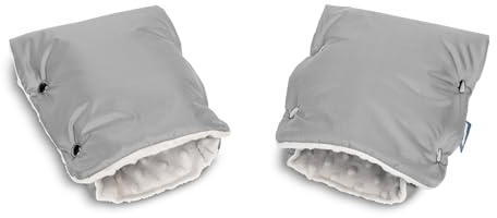SENSILLO - Kinderwagen Handwärmer - Handschuhe Kinderwagen - Handmuff mit wasserabweisendem Polyester und Minky Stoff, mit Druckknöpfen - Für Kinderwagen mit einem oder zwei Griffen – Grau
