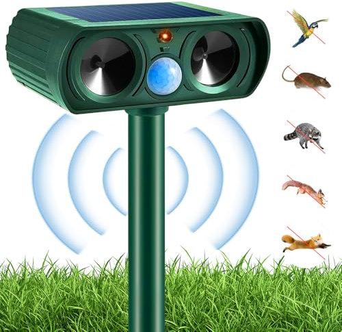 CLIUNT Repellente Ultrasuoni per Gatti, Solare Repellente Ultrasuoni Gatti con Flash LED, Repellente Solare per Animali, IP4 Scaccia Gatti da Esterno, Efficace Contro Gatti e Altri Animali