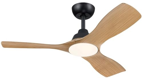 PHILIPS Olas Ventilateur de Plafond, 3 Pales, Lumière LED 24 W, Moteur DC, Température de Couleur (3000 K-4300 K-6500 K) avec Fonction Variateur, Télécommande Incluse, noir, 42