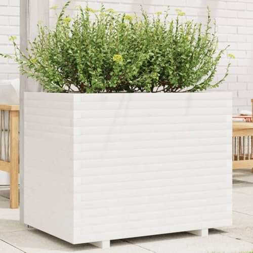 Xichuzi Pflanzkübel Weiß 90x60x72,5 cm Massivholz Kiefer, Blumentopf Gross, Blumenkasten Balkon, übertopf, Pflanzkasten, Flowerpot, Kräuterbeet Für Die Küche, Vertikalbeet - 3282605
