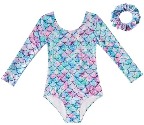 Leeonway Turnanzug,Gymnastikanzug,Turnanzug Langarm,Gymnastik Training Dancewear,Turnanzug MäDchen Langarm,TurnanzüGe FüR MäDchen,Tanz Kleid,Blau,FüR Gymnastik Training,MäDchen