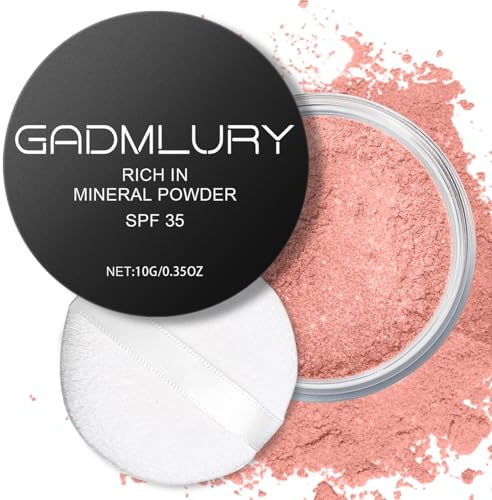 Mineral Powder Blush, SPF 35, Sunscreen Shimmer Loose Mineral Blush, Natural Face Glow Powder, Buildable Coverage for Healthy-looking Color (#07 Shine Rose BlushMakeup)