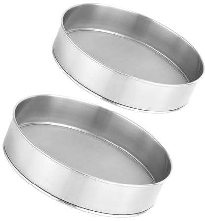 POPETPOP Tamis à Pâtisserie en Acier Inoxydable 2 Pièces, Maille Fine 60, Robuste et Stable, Passoire à Farine Ronde Portable pour Cuisson et Pâtisserie