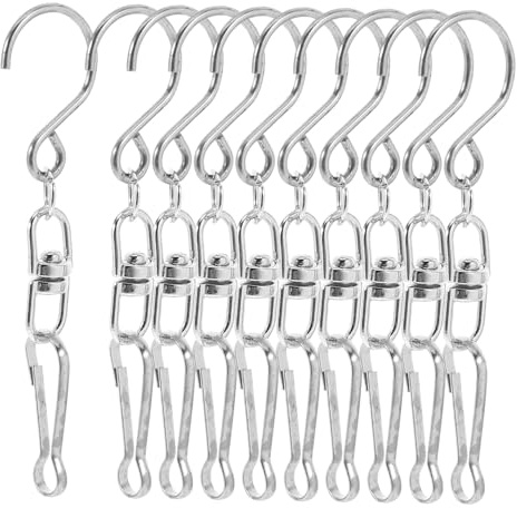 SUPVOX 10pcs Zinc Alloy Outdoor Wind Chime Hooks Swivel Hangers for Garden Patio Balcony Decorations for Hanging Wind Spinners Dream Catchers Windsocks and Party Lights