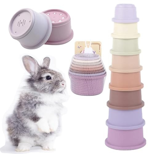 Tktouci 8pieces Kaninchen -Stapelbecher | Zum Verstecken Von Und Spielen | Frühe Entwicklungsaktivitätsform Sorter Toy | Mehrfarbige Und Verschiedene Größen Hasenspielzeug Für Kaninchen Kleine Tiere