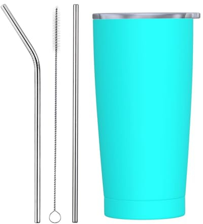 Aqua Print Tumbler with Lid and Straw, 20 Oz Insulated Tumblers Stainless Steel Cups, Personalized Coffee Tumbler Travel Mug Water Bottle