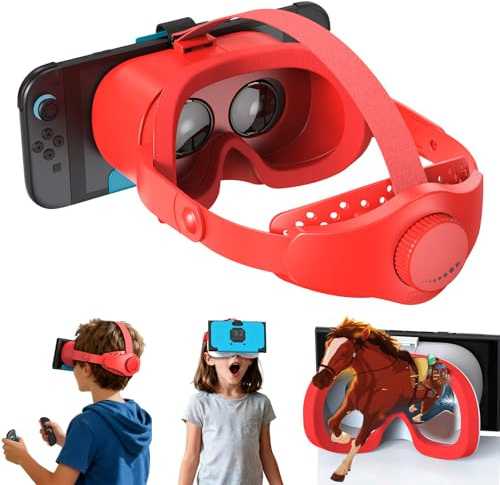 Verbessertes VR-Headset für Switch 2 2025, Switch 2 VR-Spielbrille mit verstellbaren HD-Gläsern und Kopfband mit Drehknopf, Virtual Boy, Labo VR für Switch 2 Zubehör, orange und blau