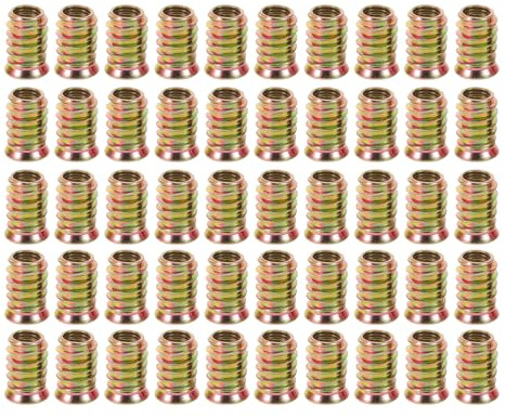 jojofuny Lot de 50 vis et écrous pour meubles - Inserts filetés M10 x 25 pour bois, connecteurs de boulons, fixations à six pans creux pour produits en bois, projets de bricolage à domicile