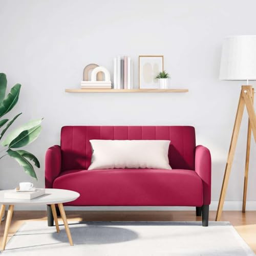 Frdhee Modern Mini Sofa Eckcouch Couchgarnitur,Zweisitzer Sofa Weinrot 109 cm Samt,Geeignet Für Wohnzimmer,Büro,Zimmer,Lounge,Schlafzimmer,Schnell Zu Montieren