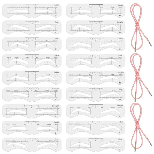 Eyebrow Shapers Kit, 3Sets Plastic Eyebrow Mold/Eyebrow-stencils with Straps, Eyebrow Template with Elastic Band for Beginners, Reusable-eyebrow Template Kit with Strap (Eyebrow Distance 2.0-3.5cm)