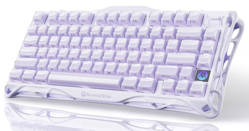 GravaStar Mercury K1 Teclado Mecanico Gaming Inalambrico 75%, Púrpura | QWERTY Teclado Gamer Aleación de Aluminio, Switches Lineales Hot-Swap, Retroiluminación RGB y 2,4 GHz, Bluetooth y USB-C