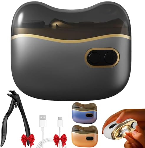 Coupe-Ongles et Polisseur Électrique 2-en-1 Avec Lumière Led, 2 Vitesses Coupe Ongle Electrique Adulte Pieds et Main, Rechargeable Par USB Coupe-Ongles Électrique (Gris)