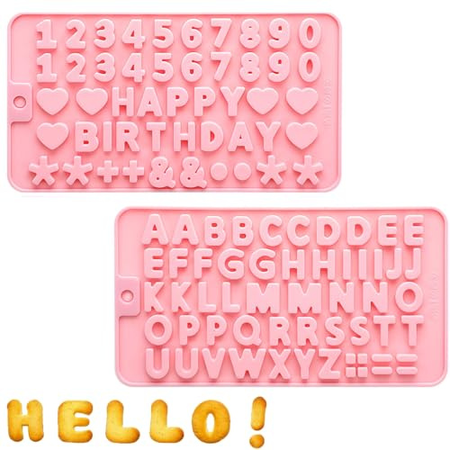 BinPhorm Silicone Letter Mould and Number Molds,2 PCS Reusable Alphabet & Number Fondant Candy Baking Mold for Chocolate Candy Decorations Baking Birthday Cake