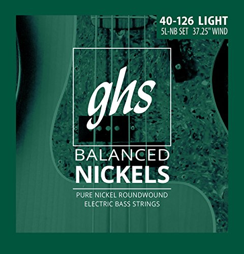 GHS Strings GHS Balanced Nickels 5 Bass Strings Light Gauge, 40-126, (37.25 Winding) (5L-NB)