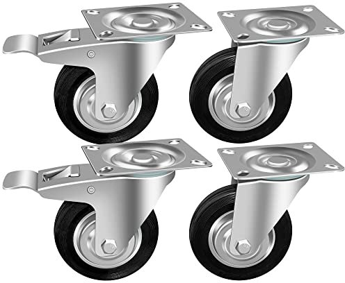 HRB Transportrollen, 4 Stück im Set 75mm, Rollen mit Bremse der Marke HRB, Schwerlastrollen mit max. 280 Kg Gesamttragkraft, geeignet für z.B. Rollen für palettenmöbel