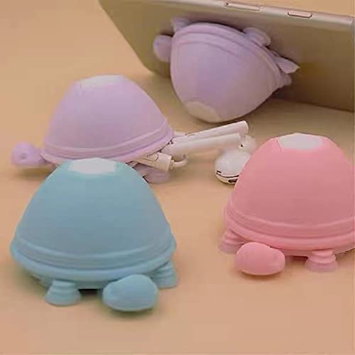 Silicone Turtle Earbuds Tangle-Free Organizer Multifunction Earphone Holder Cute Headphone Accessories Headset Storage Wrap Winder Cord Manager Cable Hang Case (Pink)