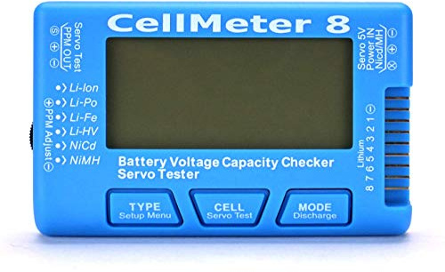 SoloGood RC CellMeter 8 Digital Battery Capacity Checker Battery Voltage Tester LCD Backlight for LiPo Life Li-ion NiMH Nicd Cell Meter Battery Checker