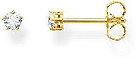 Thomas Sabo boucles d'oreilles simples clous pierre blanche argent plaqué or H2135-414-14