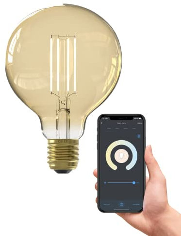 CALEX Smart LED Lampe, E27, G95, Gold Filament, warmweißes Licht, dimmbar, WLAN App- & Sprachsteuerung