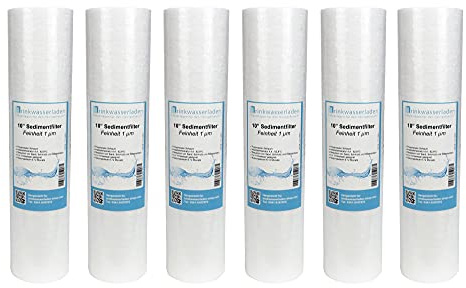 6x Trinkwasserladen 10 Zoll Sediment Wasserfilterkartuschen für Umkehrosmose, Hauswasseranlagen, Brunnenwasser & Partikelfiltration – 1 Micron