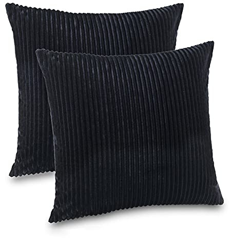Kuscheli® 2er Set Kissenbezug im Doppelpack Cashmer Touch Fleece Kissenhülle, Sofakissen Kopfkissenbezug Kissenbezüge Couchkissen, Farbe:Schwarz, Größe:2X 80x80 cm