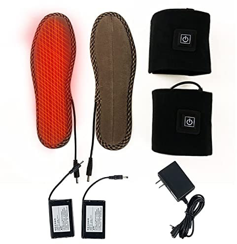 DHQDHQ Heated Insole, Heated Foot Warmer with Rechargeable Li-Ion Battery, Adjustable Temperature, Washable for Camping Hunting Hiking Outdoor