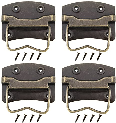 YINETTECH 4 Stück Antik Klappgriffe aus Metall Vintage Stil Hebegriffe Möbel Zubehör für Tür Schrank Kisten Kommoden Kisten Truhen 76x58mm