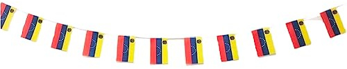 Bandera Nacional Venezuela 40 Unidades, Guirnalda 11.4M, Banderines, 14 x 21 cm para Decoraciones de Bares y Jardines
