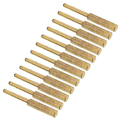 PATIKIL 7/32 Inch Diamond Chainsaw Sharpener, 12 Pack Titanium Plating Sharpening Stone Polishing Grinding File Tool, Golden