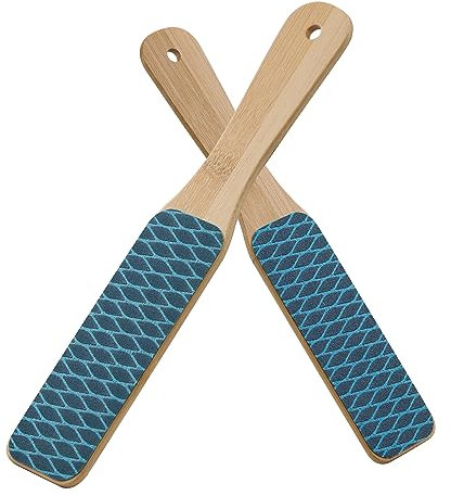 BEZOX Fußfeilen-Hornhautentferner mit Bambusgriff, doppelseitiger tragbarer Fußschrubber, professioneller Pediküre-Fersenschleifer für glatte und schöne Füße